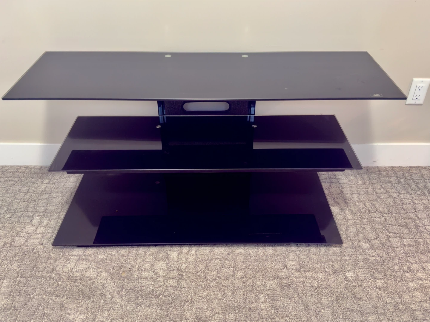 Black 3-Tier Glass TV Stand