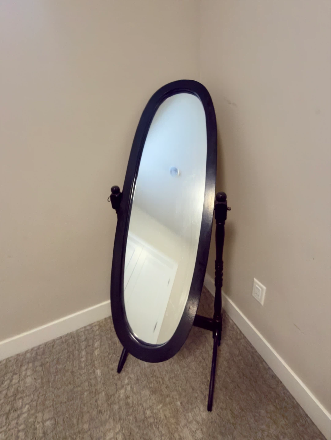 Oval Standing Cheval Mirror - Dark Wood Finish - photo 2