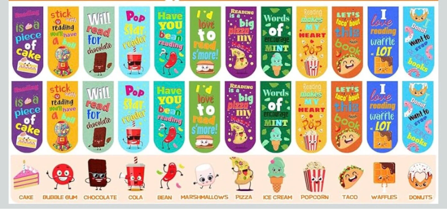 48 Pack Scented Bookmarks Magnetic Scratch and Sniff
