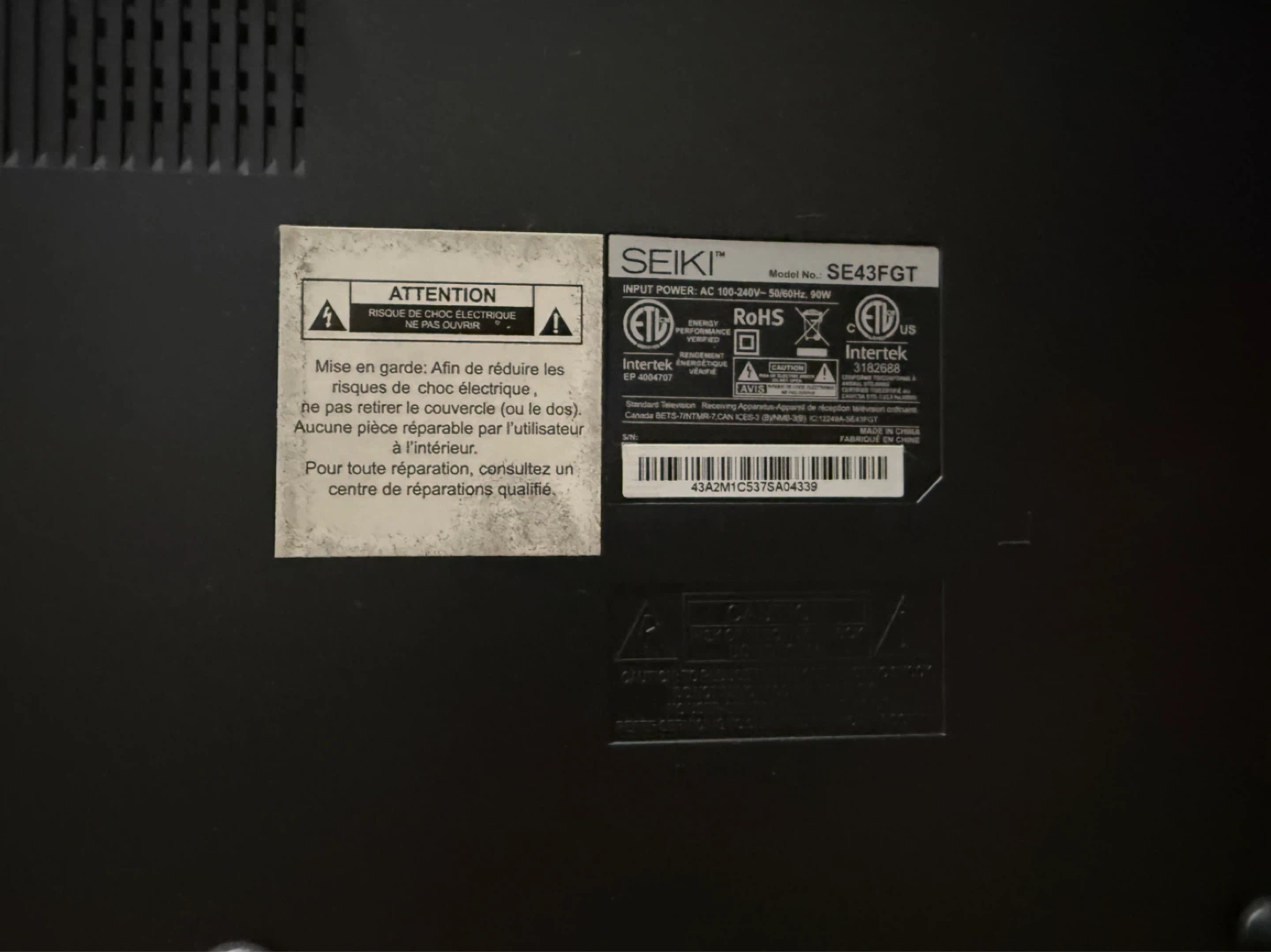 SEIKI SE43FGT 42" Television - photo 5