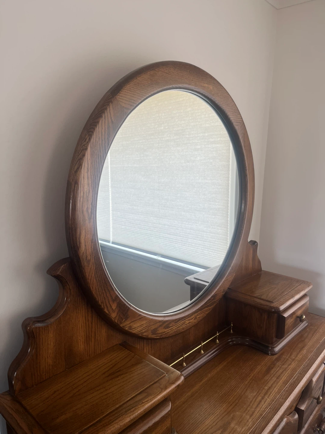 Vintage Oak Vanity Dresser with Mirror