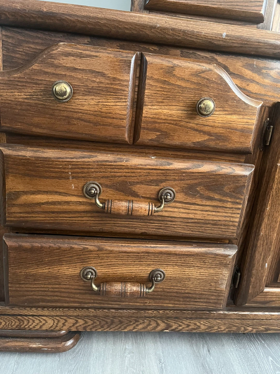Vintage Oak Vanity Dresser with Mirror - photo 5