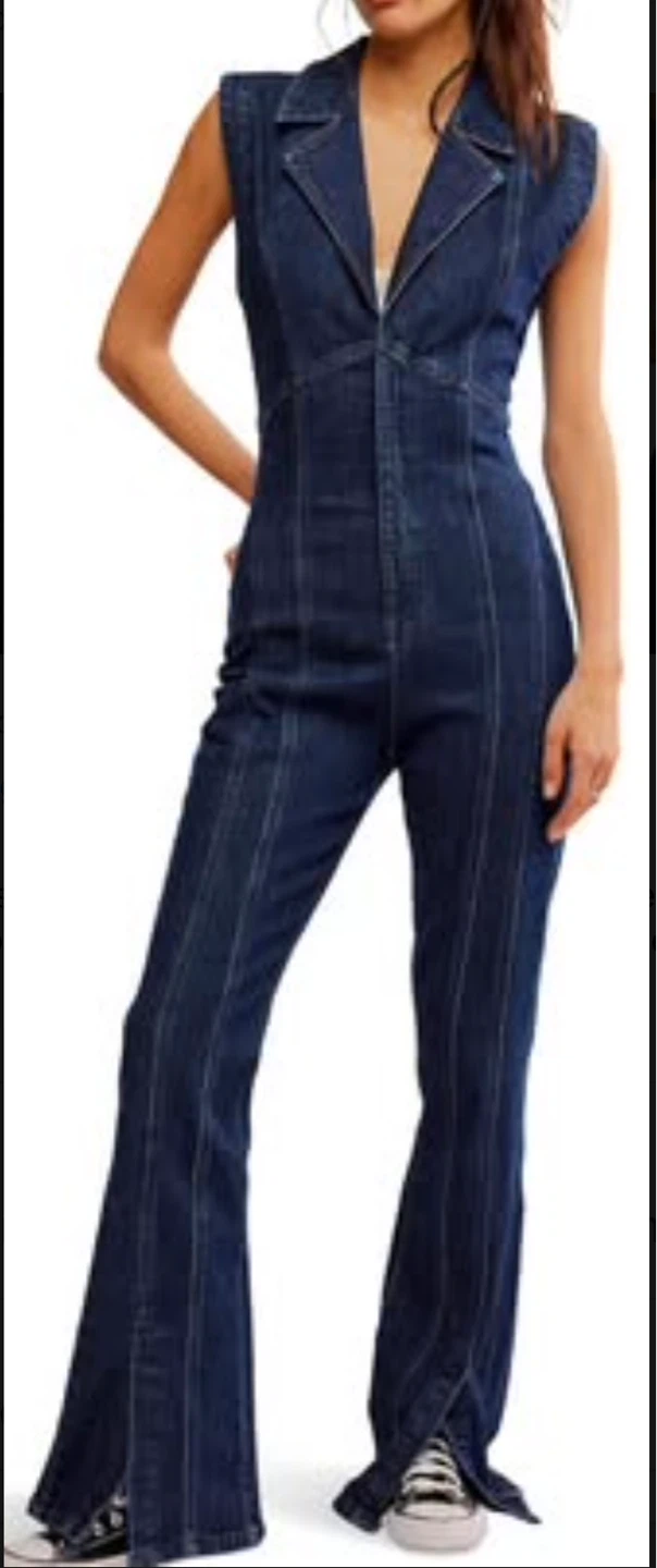 Free People Denim Jumpsuit - Blue - Size Small - photo 3