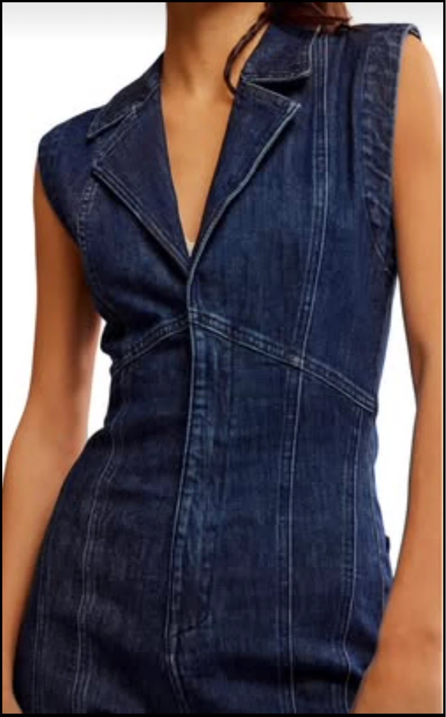 Free People Denim Jumpsuit - Blue - Size Small