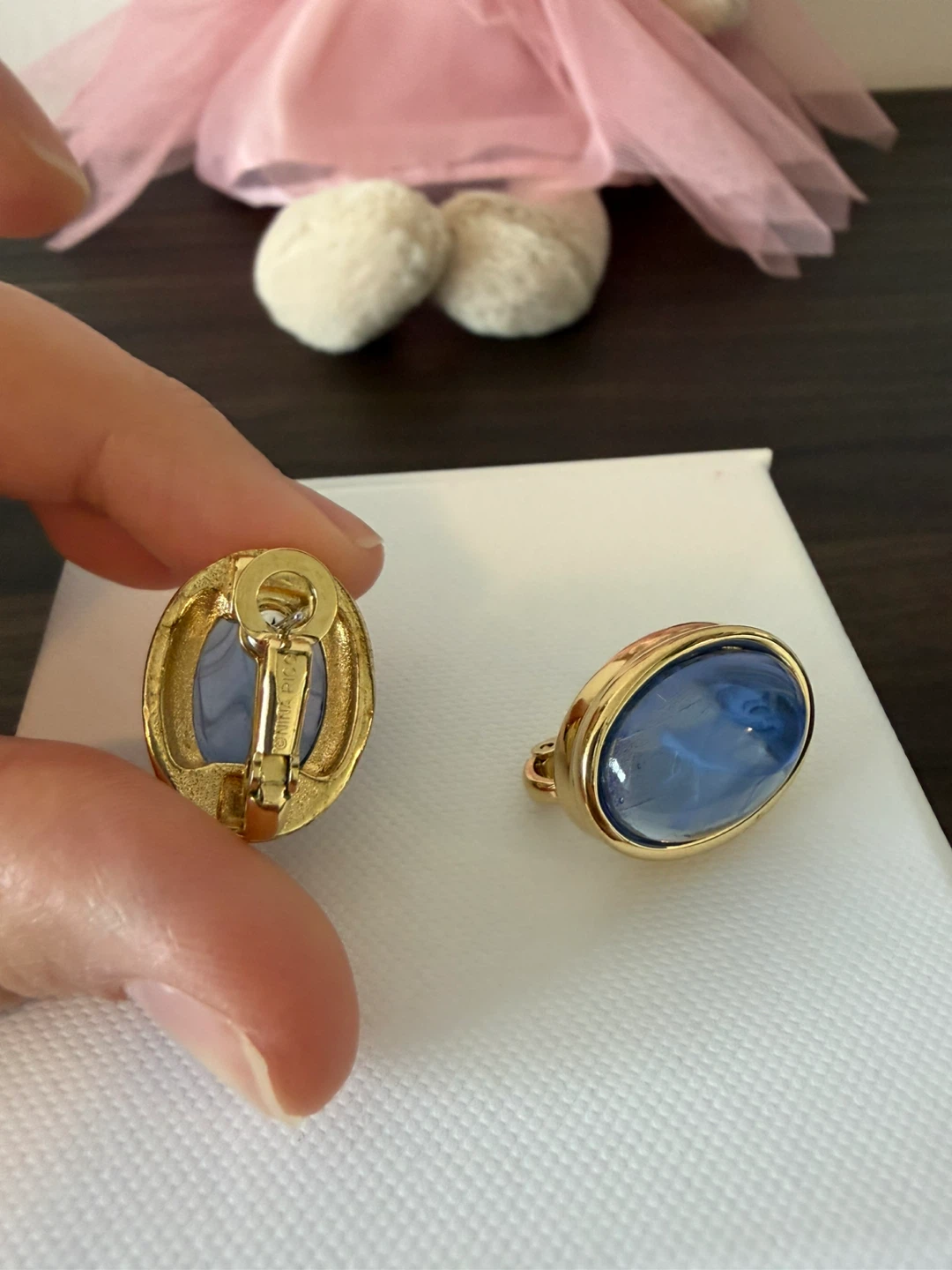 Nina Ricci Paris Vintage Blue Stone Earrings - photo 3