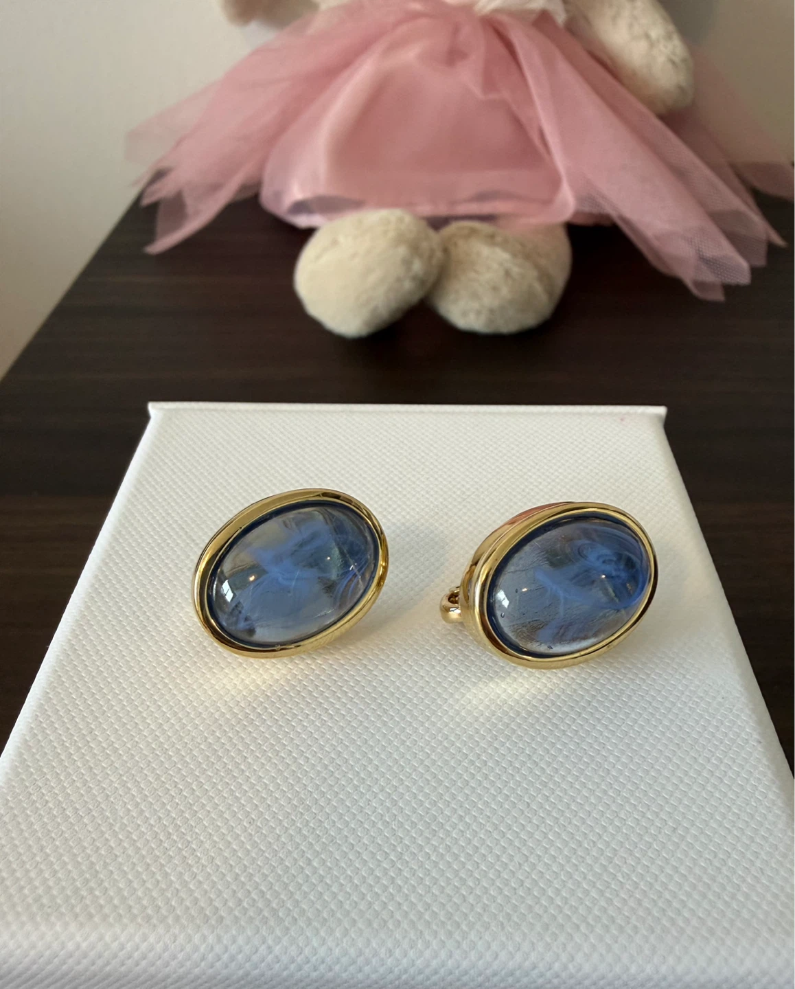 Nina Ricci Paris Vintage Blue Stone Earrings