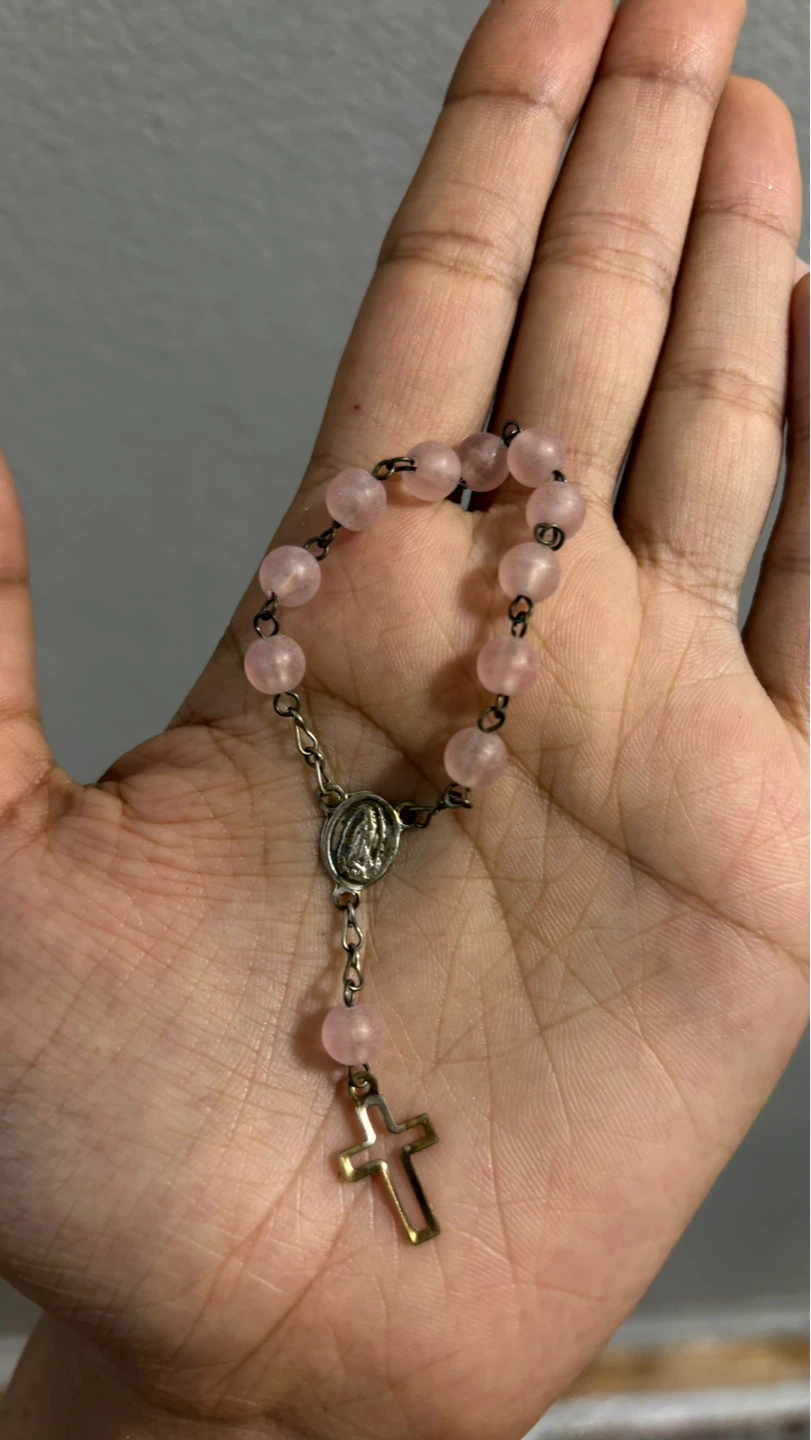 Pink Beaded Rosary Bracelet - photo 2