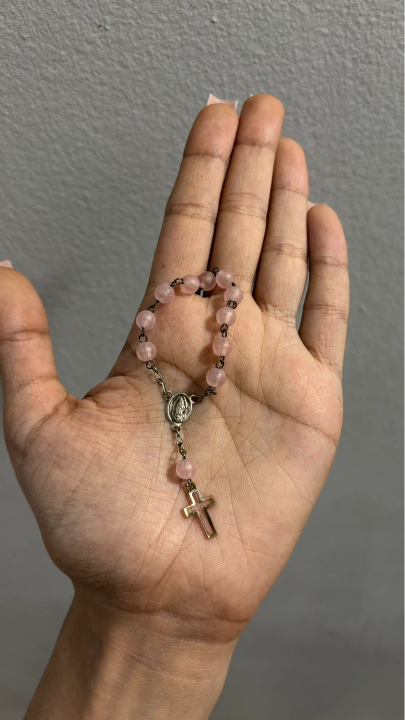 Pink Beaded Rosary Bracelet