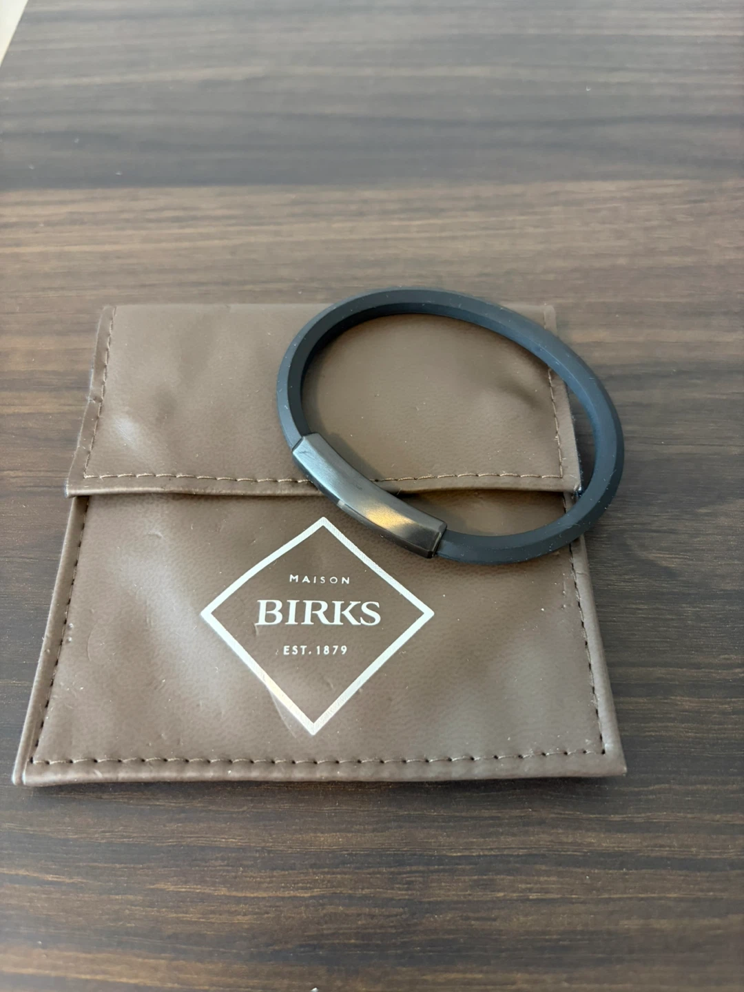 Maison Birks Rubber & Stainless Steel Bracelet with Pouch