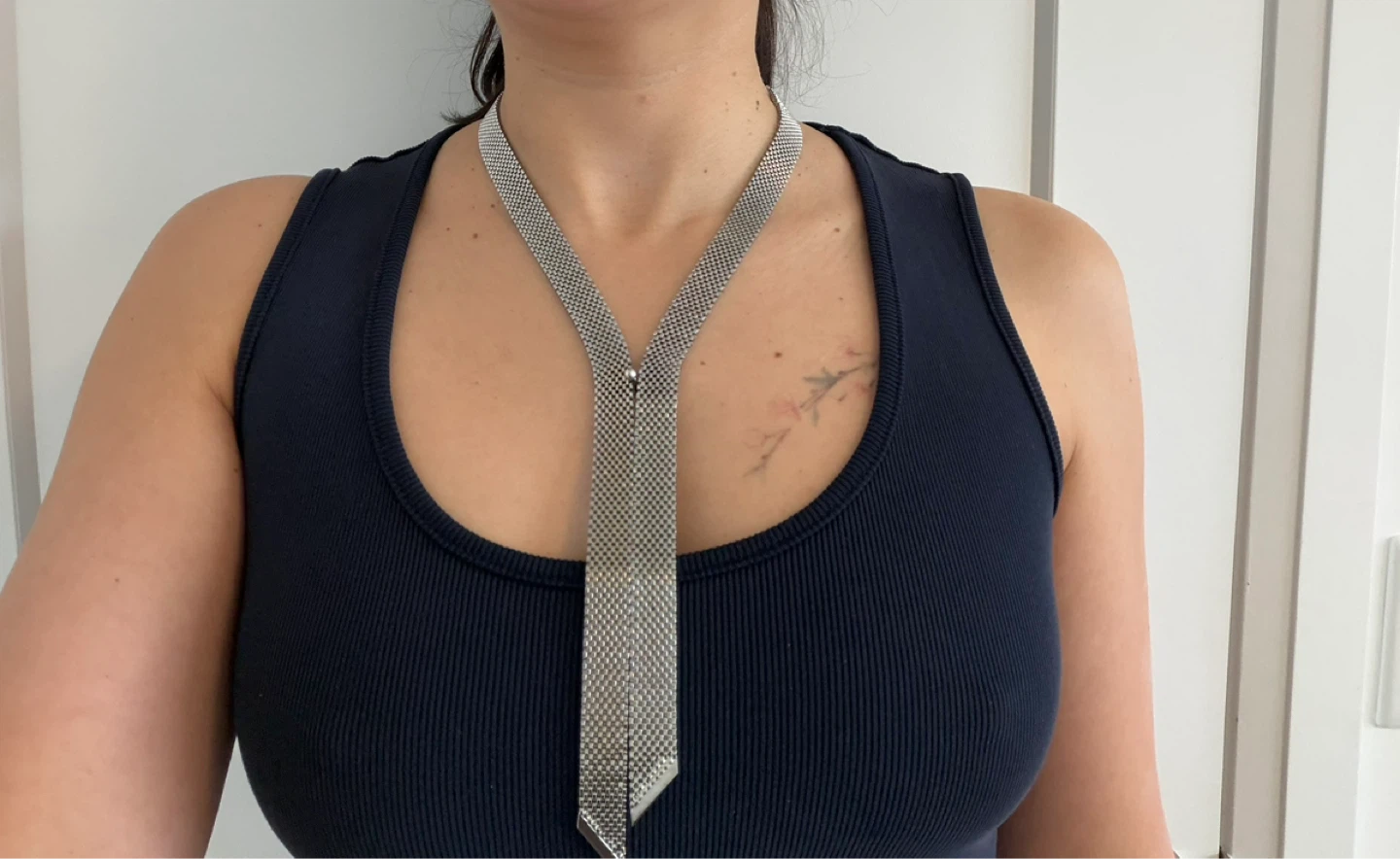 Hobé Vintage Silver‑Tone Mesh Tie Necklace - photo 3