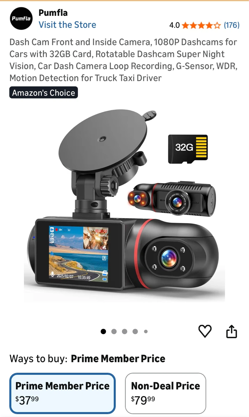 Pumfla X50 Full HD Driving Recorder Dash Cam with 32GB Card
