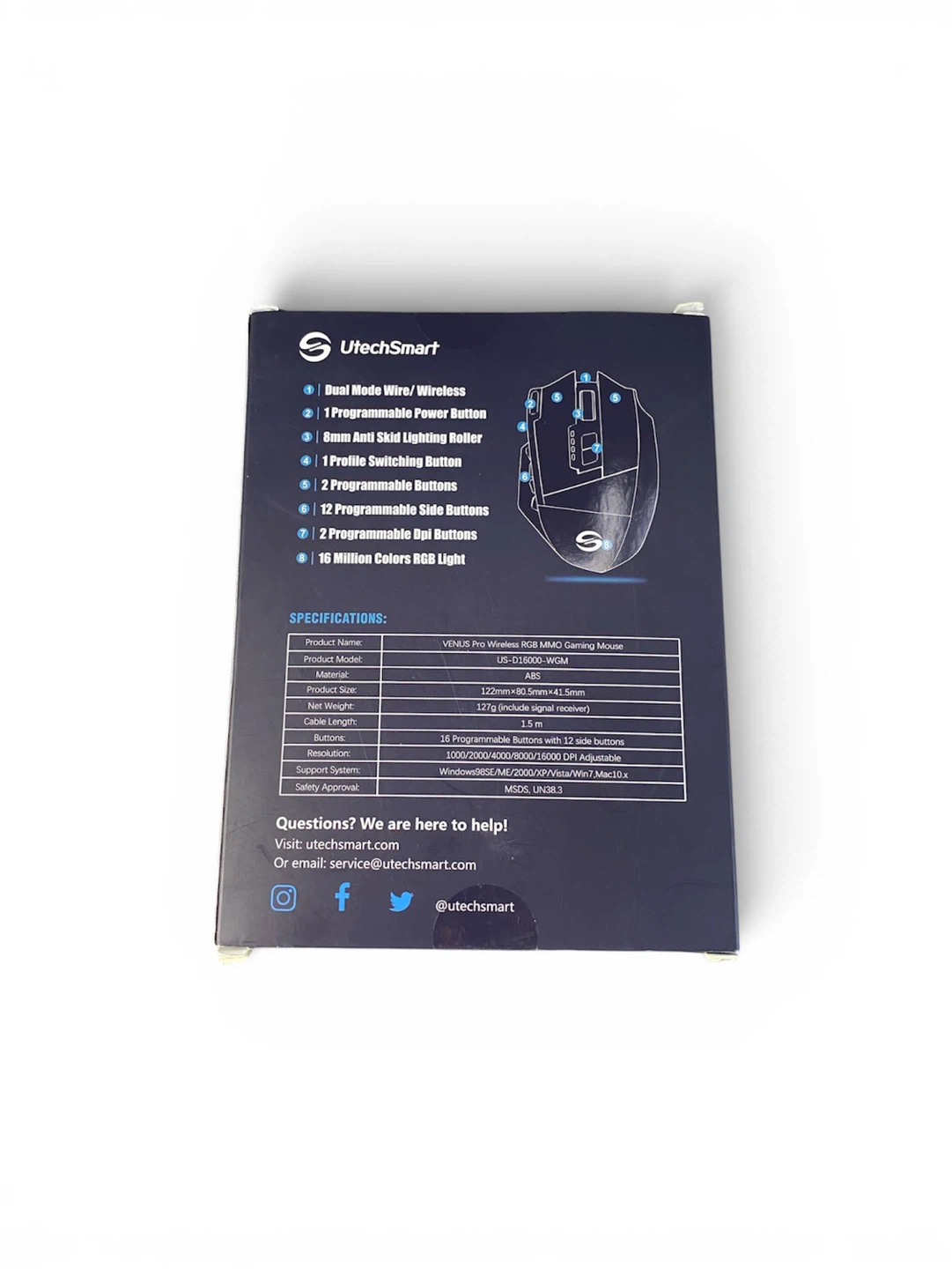 UtechSmart Venus Pro Wireless RGB MMO Gaming Mouse - photo 4