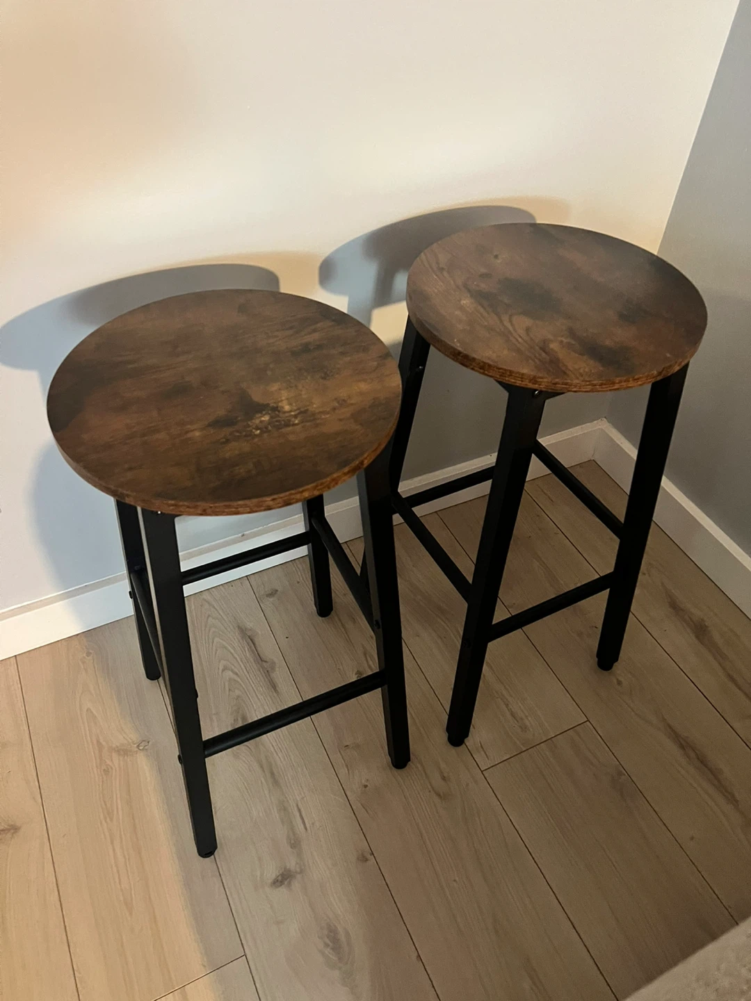 Set of 2 Wooden Top Bar Stools