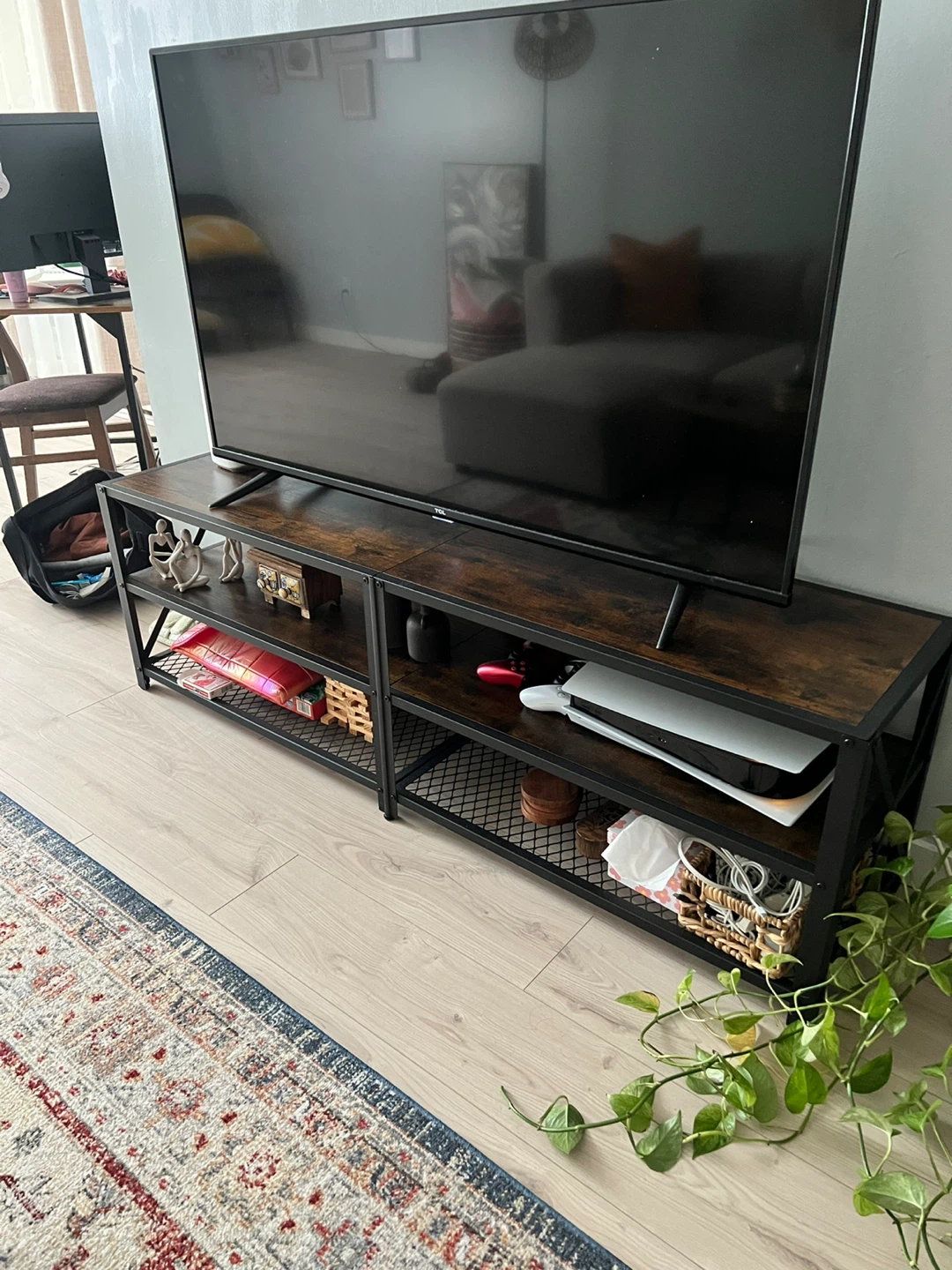Rustic TV Stand with Shelving