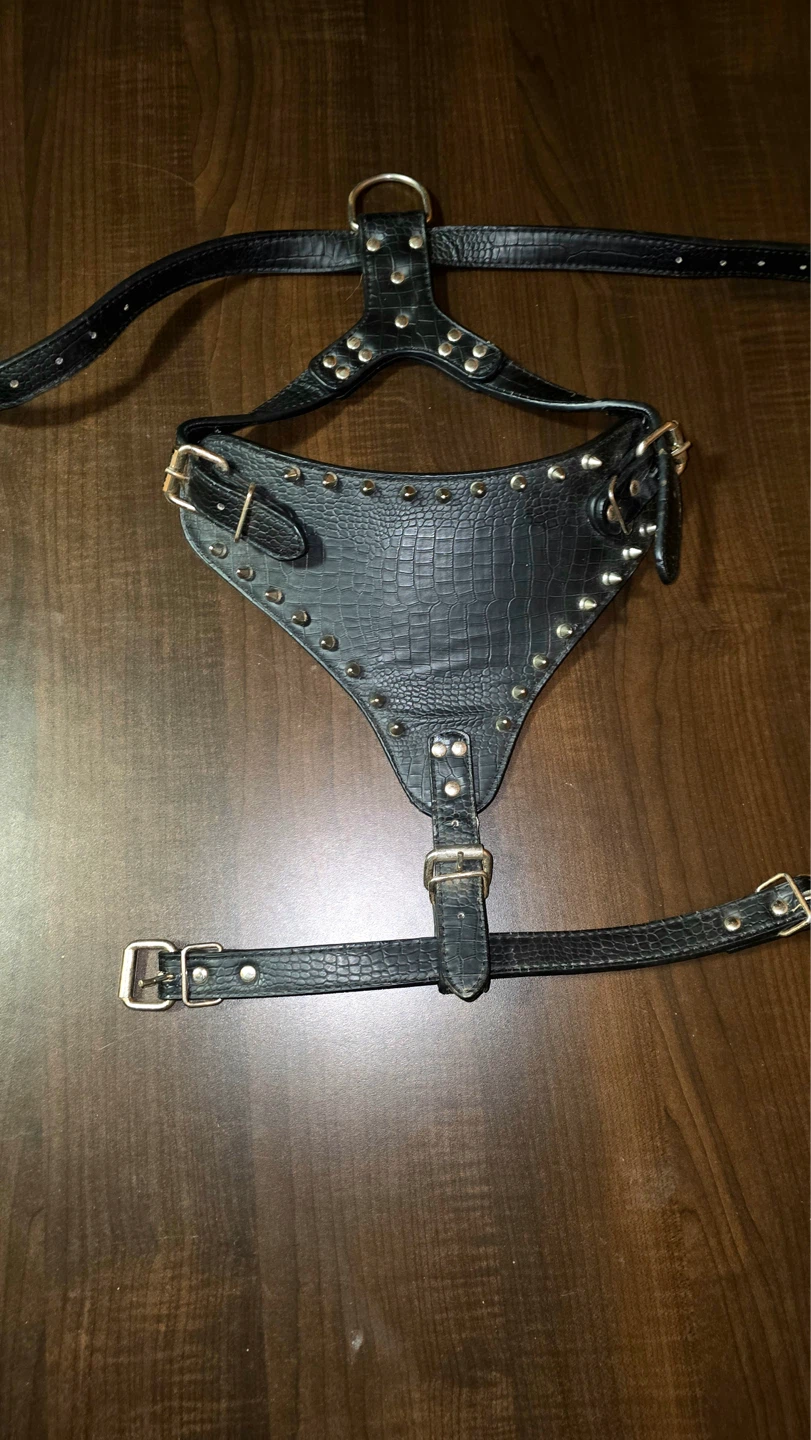 Black Faux Leather Studded Harness - photo 3