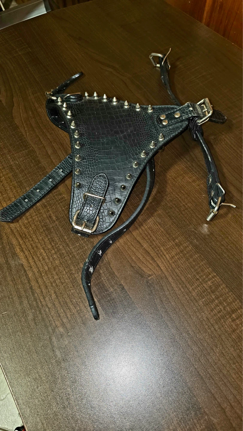Black Faux Leather Studded Harness