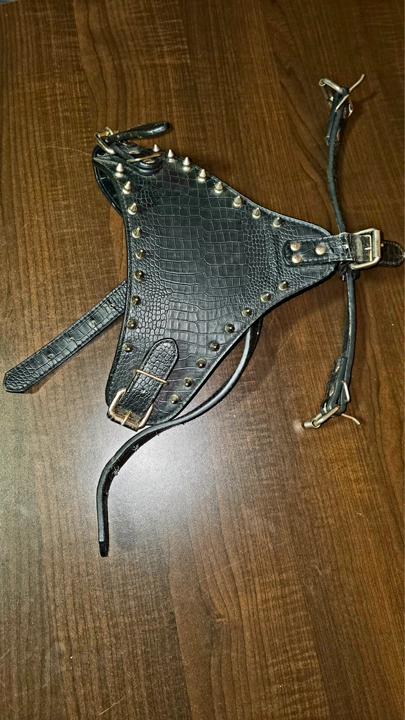 Black Faux Leather Studded Harness - photo 2