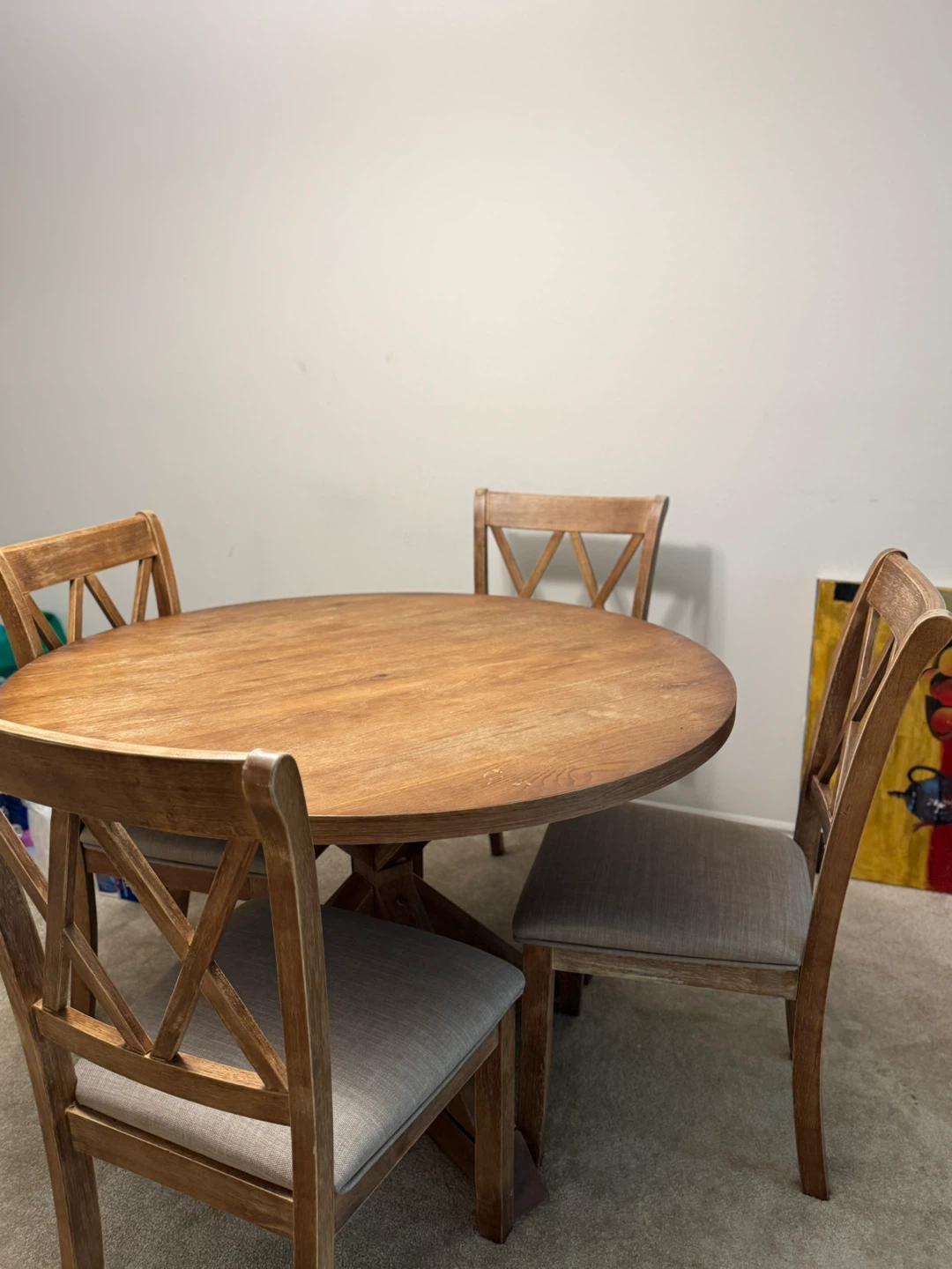 Round Oak Dining Table with 4 Chairs - photo 2