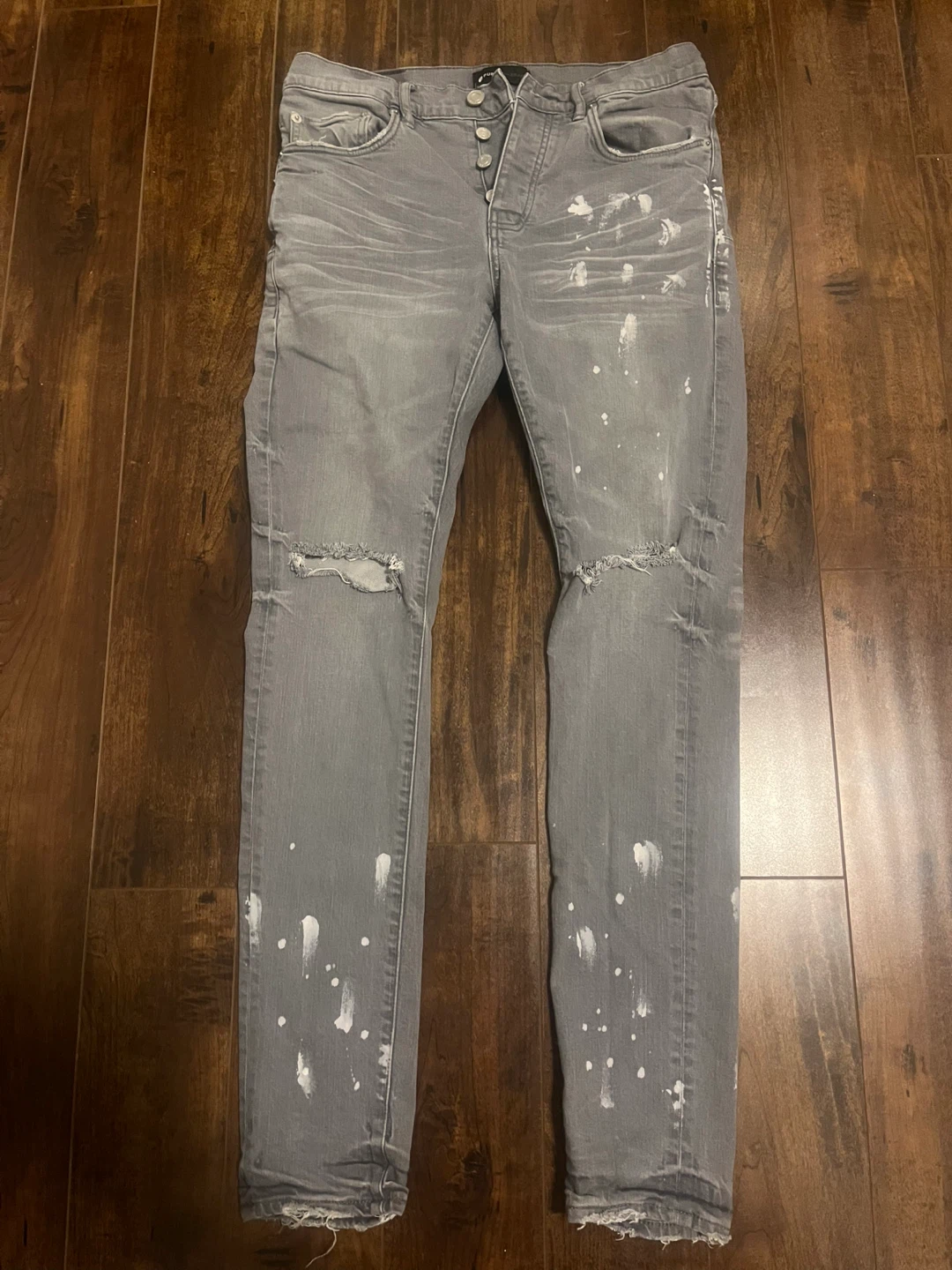 Purple Brand Men's Grey Paint Splatter Jeans - Size 30