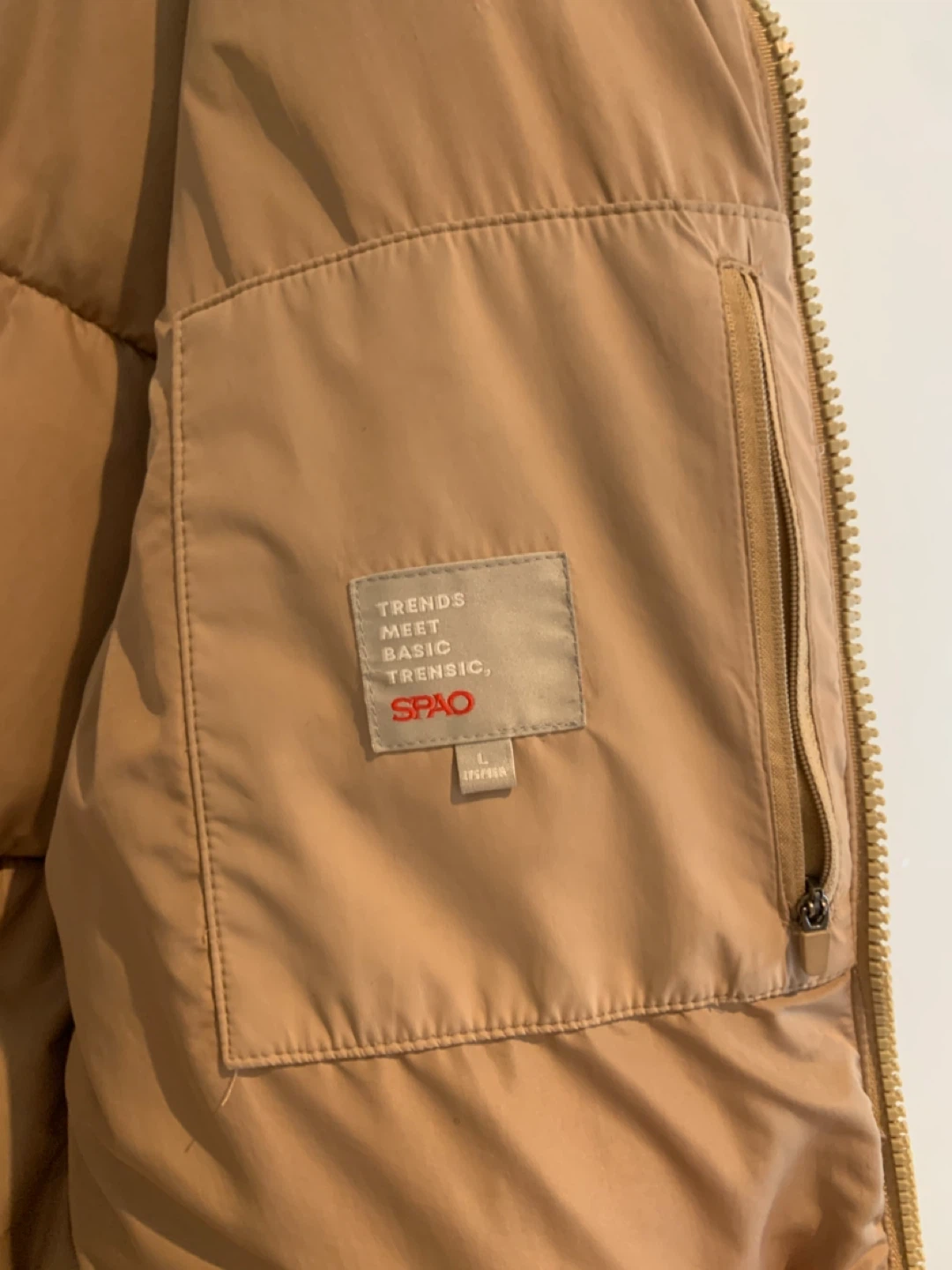 Spao Puffer Jacket - Tan - Size L - photo 3