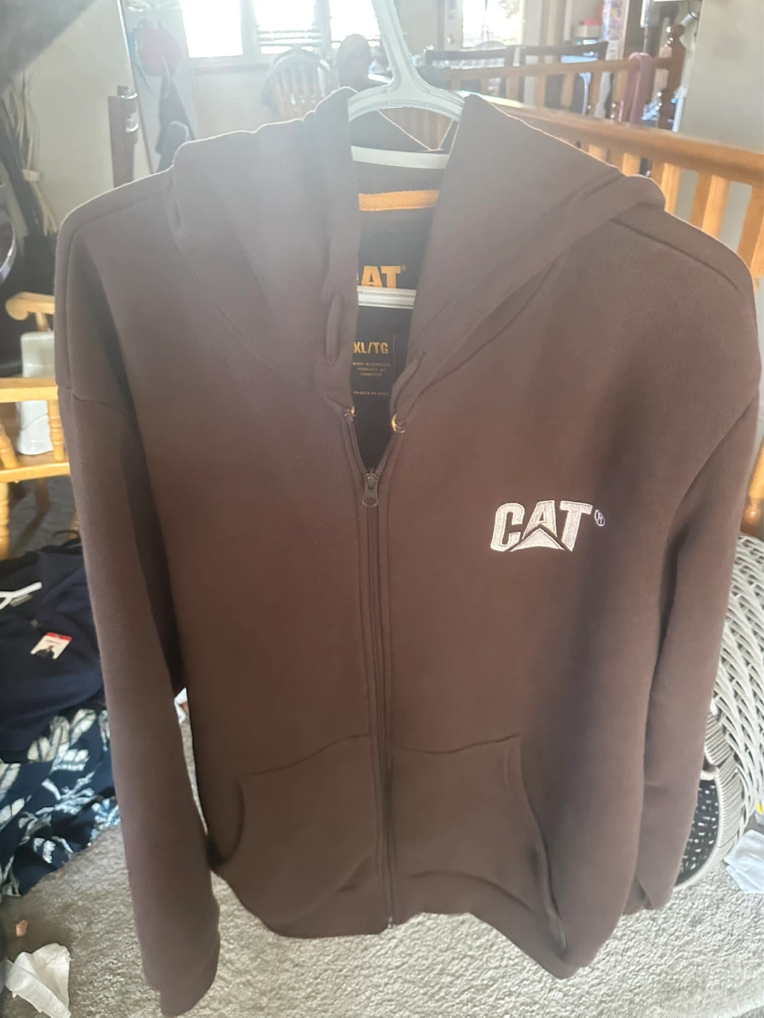 CAT Zip-Up Hoodie Brown XL/TG