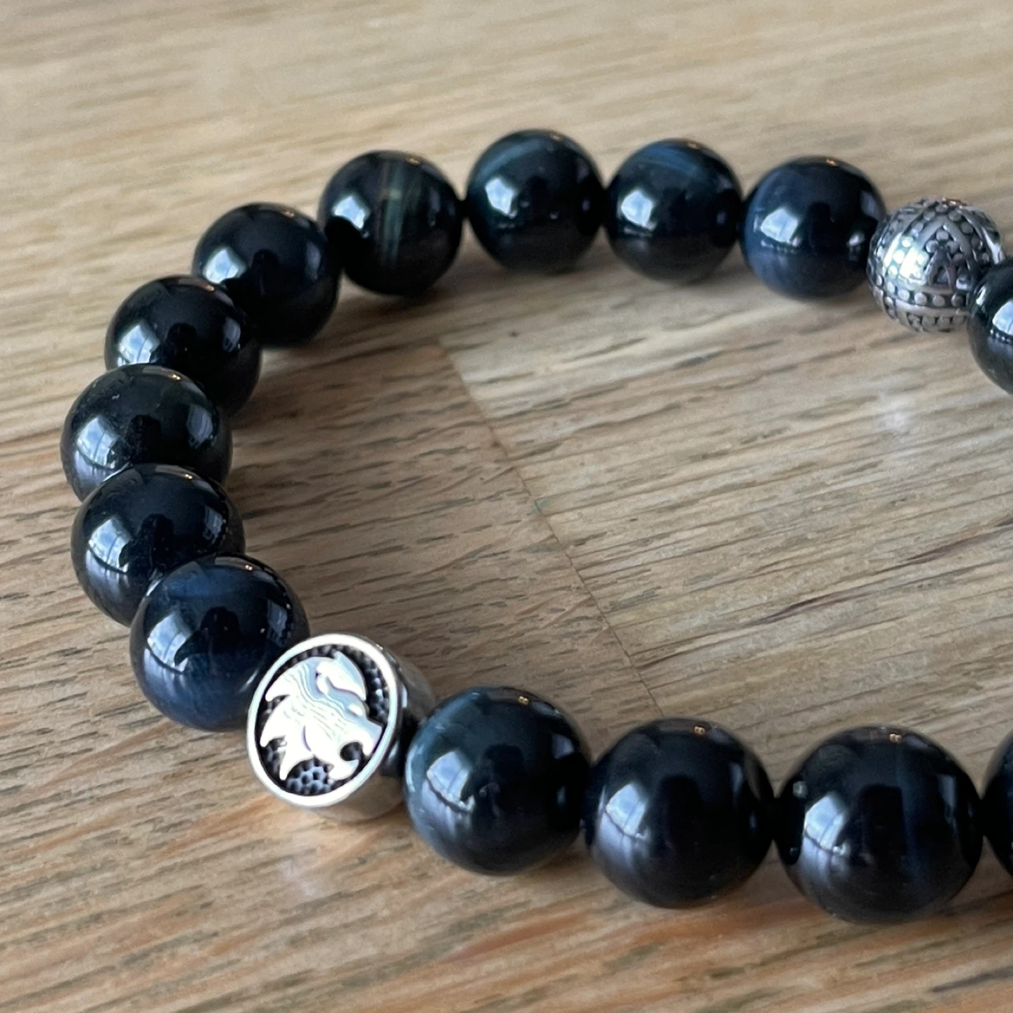 Lion “Leo zodiac” & Blue Tiger’s Eye “Hawks eye” bracelet