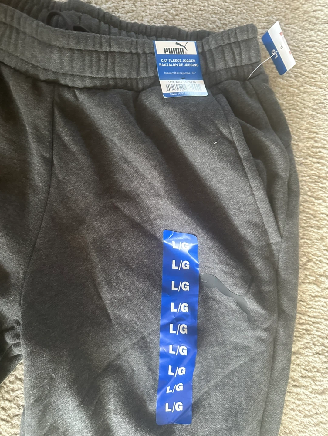 Puma Men's Cat Fleece Jogger Pants - Dark Grey - Size L - photo 2