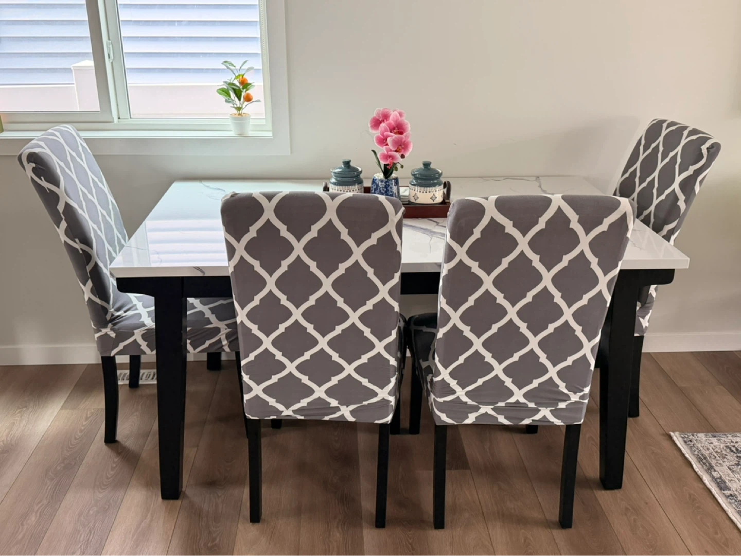 Marble-look Dining Table Set with 4 Chairs - photo 3