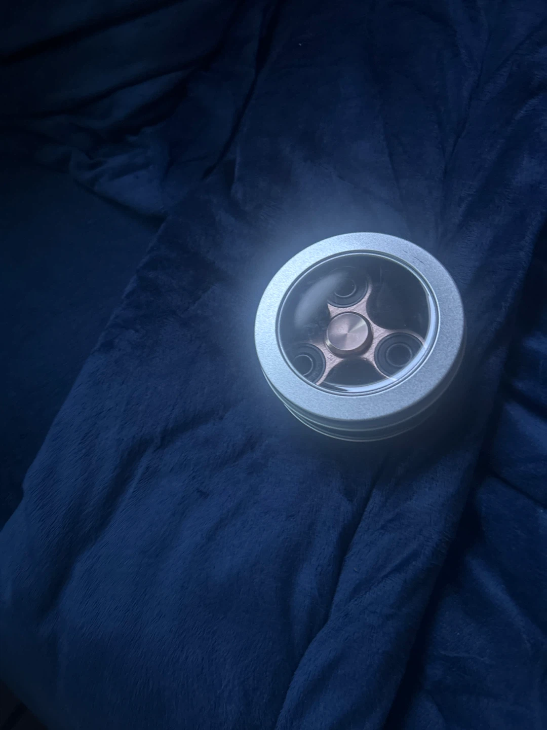 Bronze Metal Tri-Spinner Fidget Toy in Tin