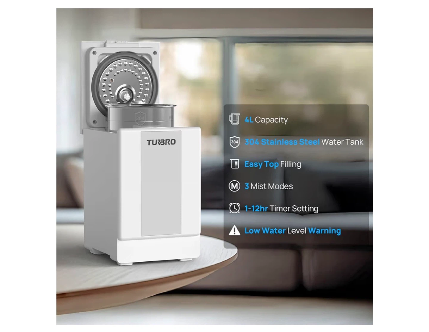 TURBRO 4L Humidifier with 3 Mist Modes - photo 3