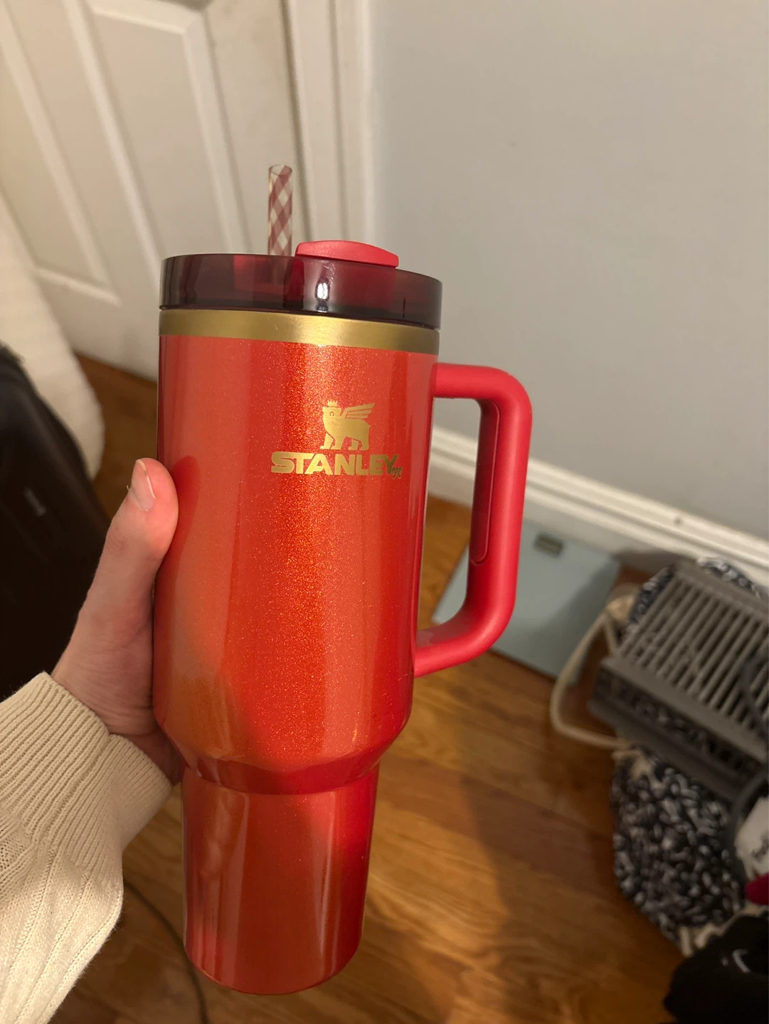 Stanley Red Glitter Tumbler with Straw