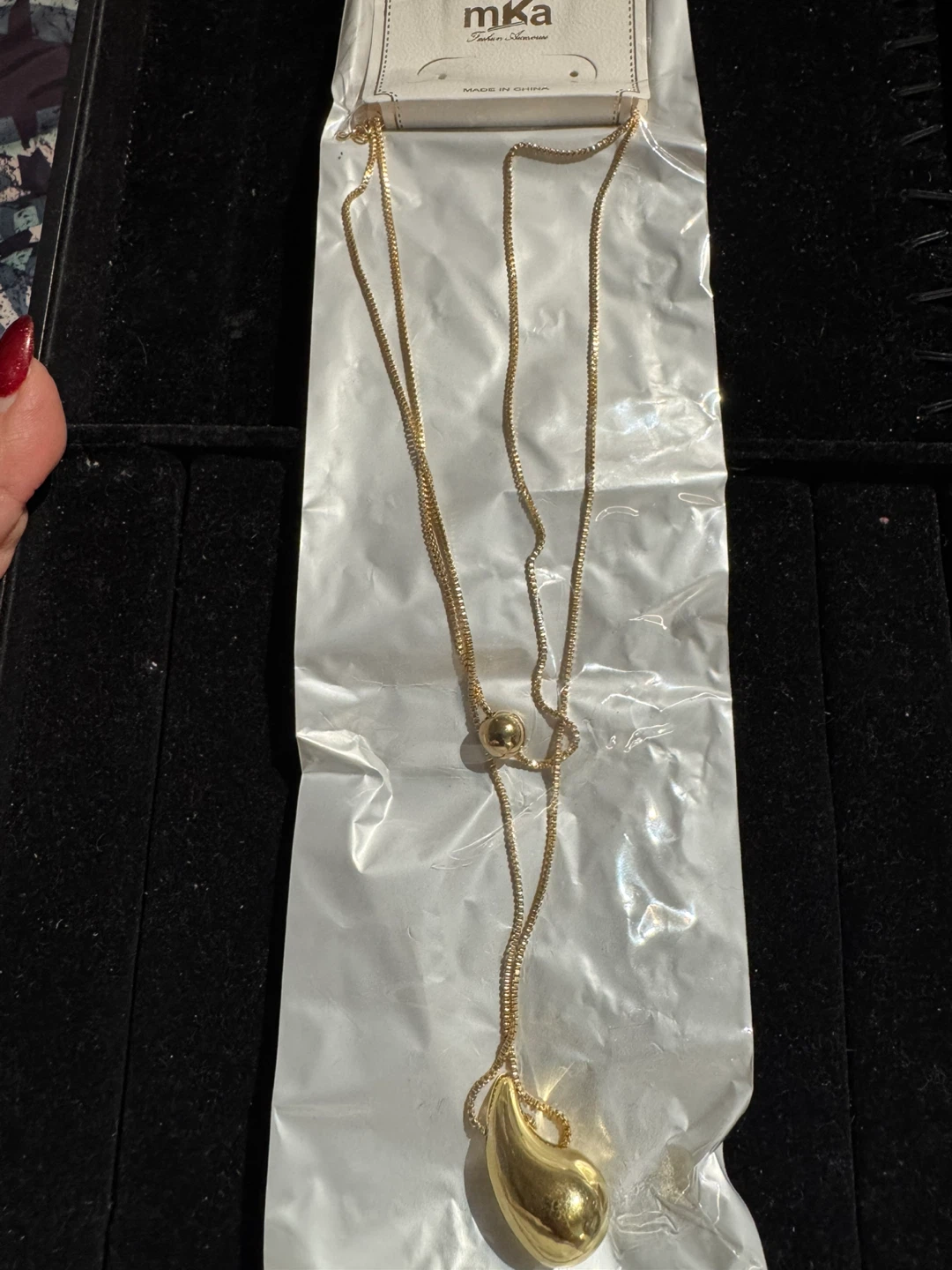 mKa Gold Tone Teardrop Pendant Necklace