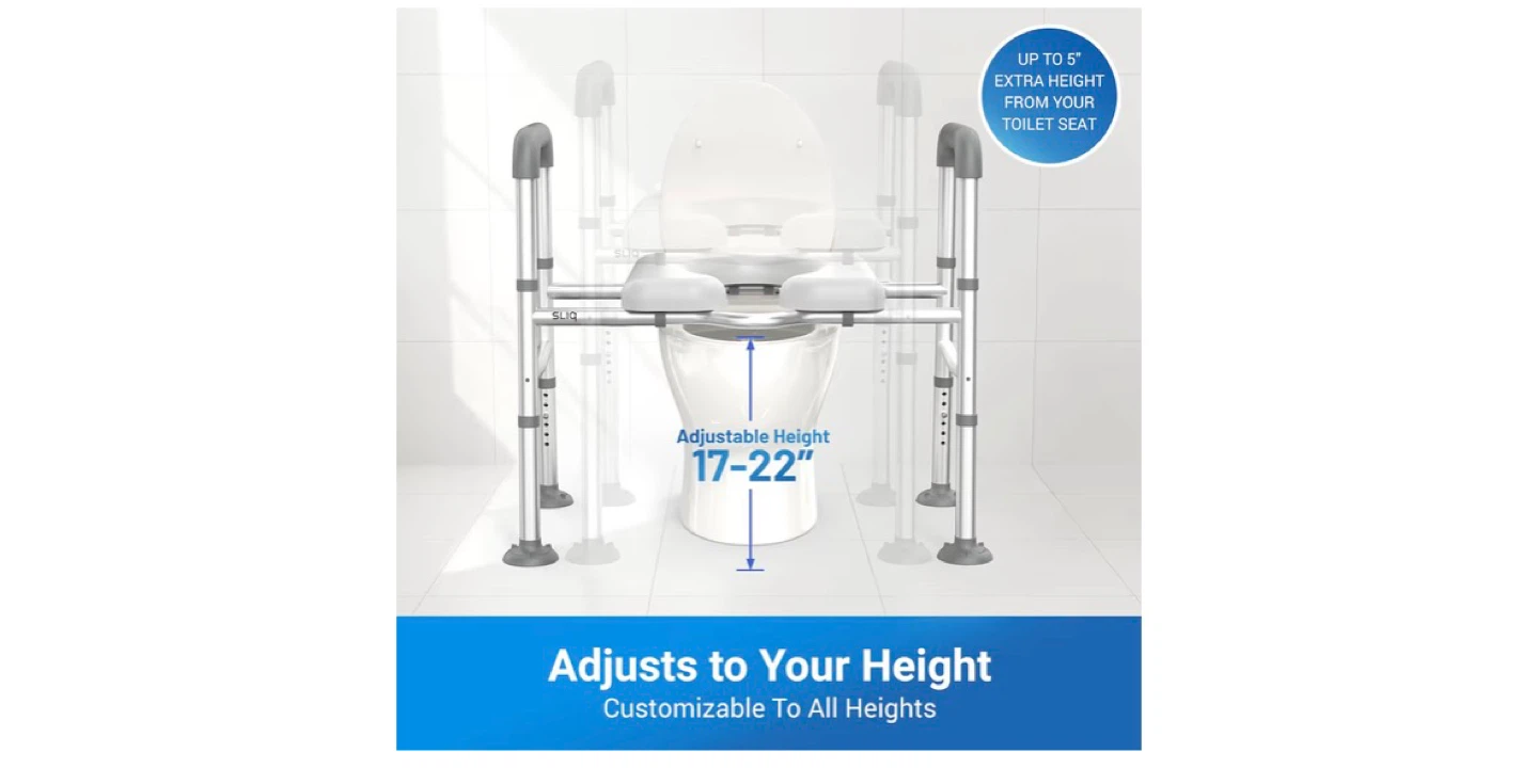 Adjustable Toilet Safety Frame with Padded Seat and Armrests - photo 4