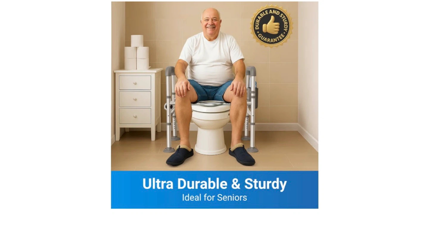 Adjustable Toilet Safety Frame with Padded Seat and Armrests - photo 3