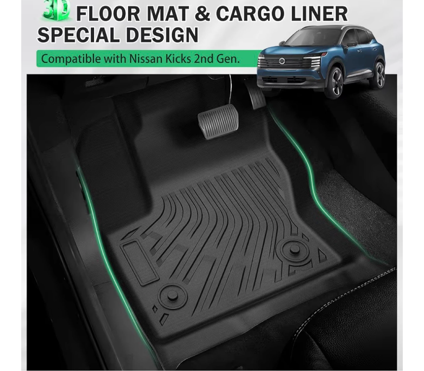 3D Floor Mat & Cargo Liner Set for Nissan Kicks 2nd Gen - photo 2
