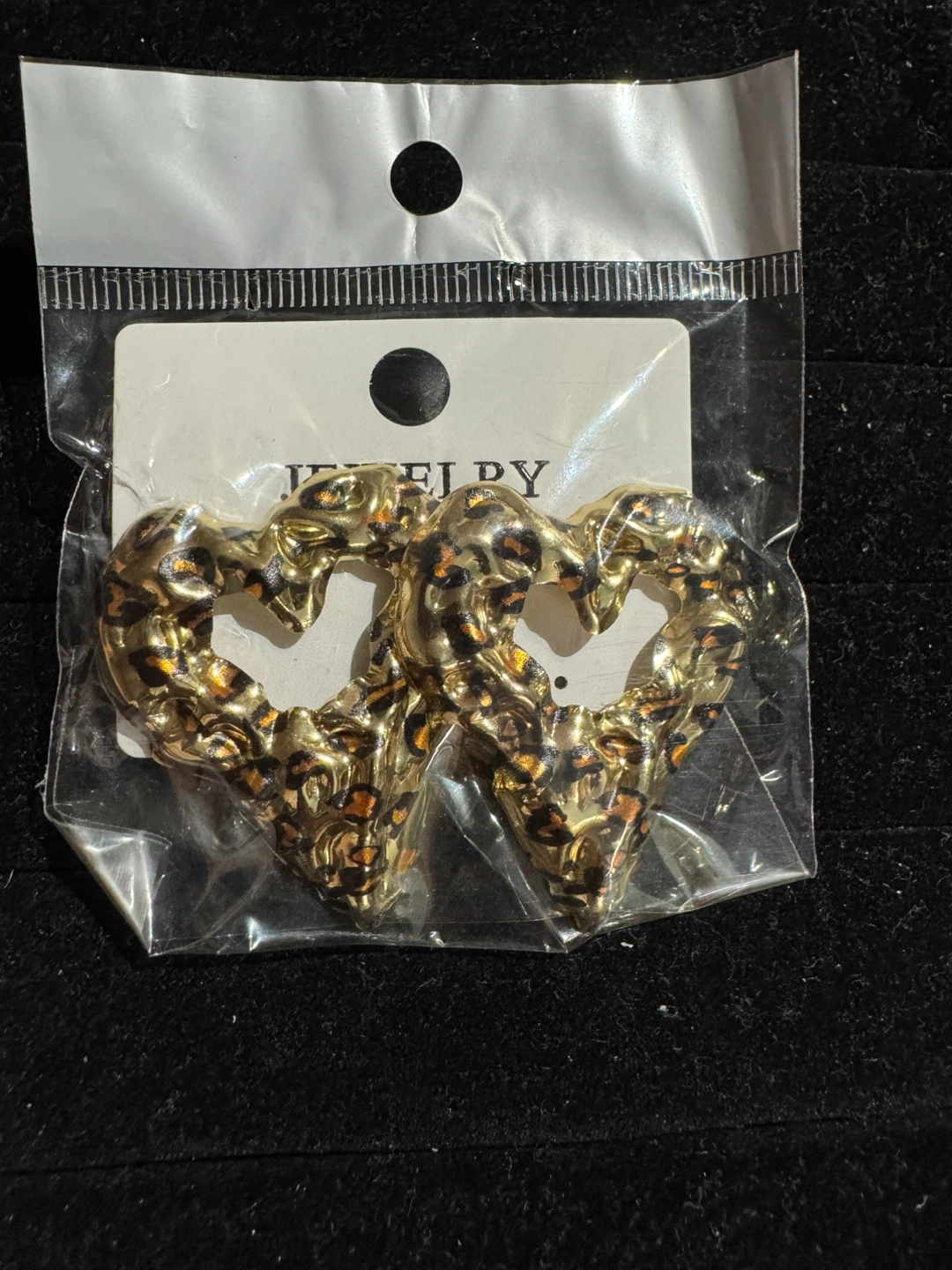 Heart Earrings with a leopard print