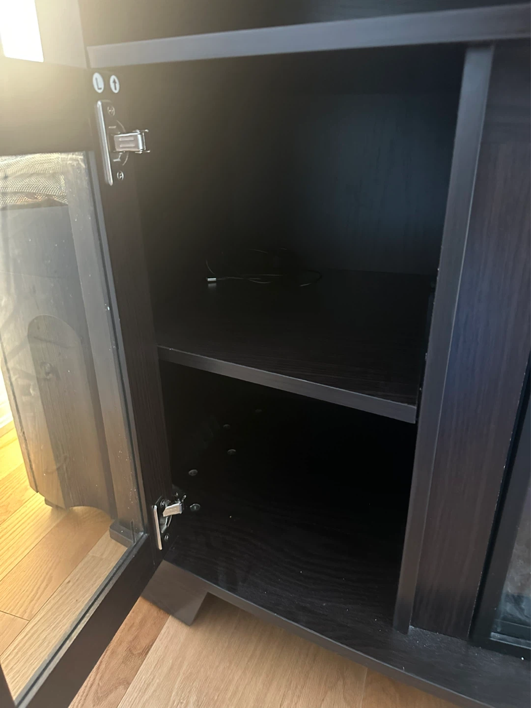 Dark Wood Media Console with Electric Fireplace - photo 4