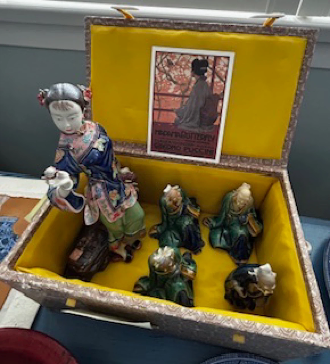 Antique Porcelain Figurine Set in Decorative Box