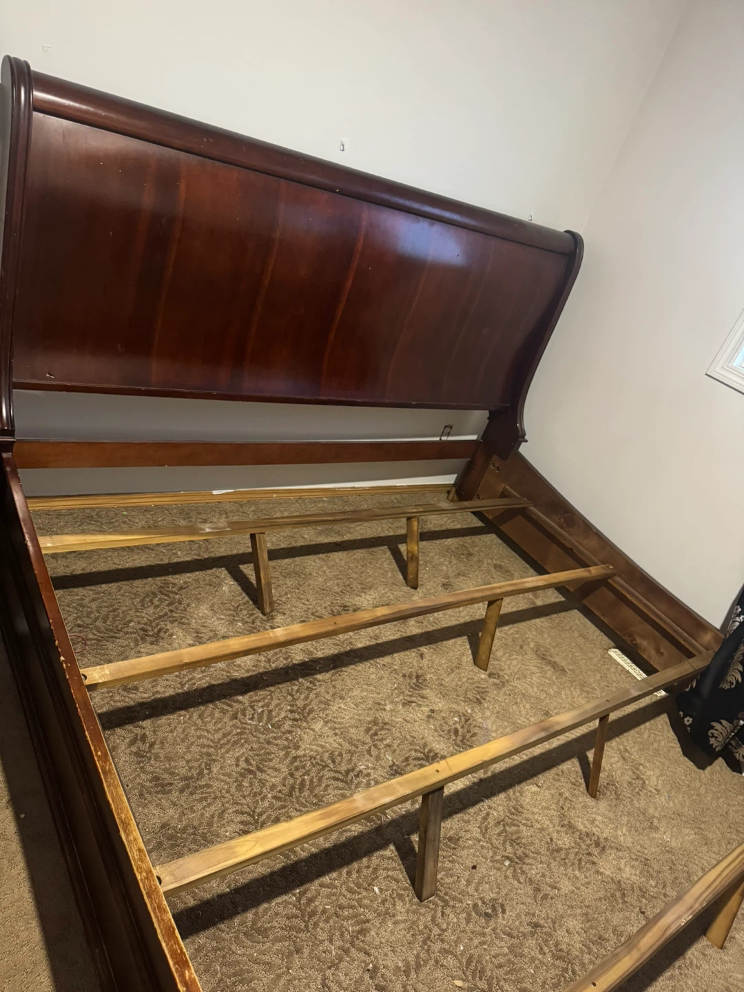 Dark Wood Sleigh Bed Frame