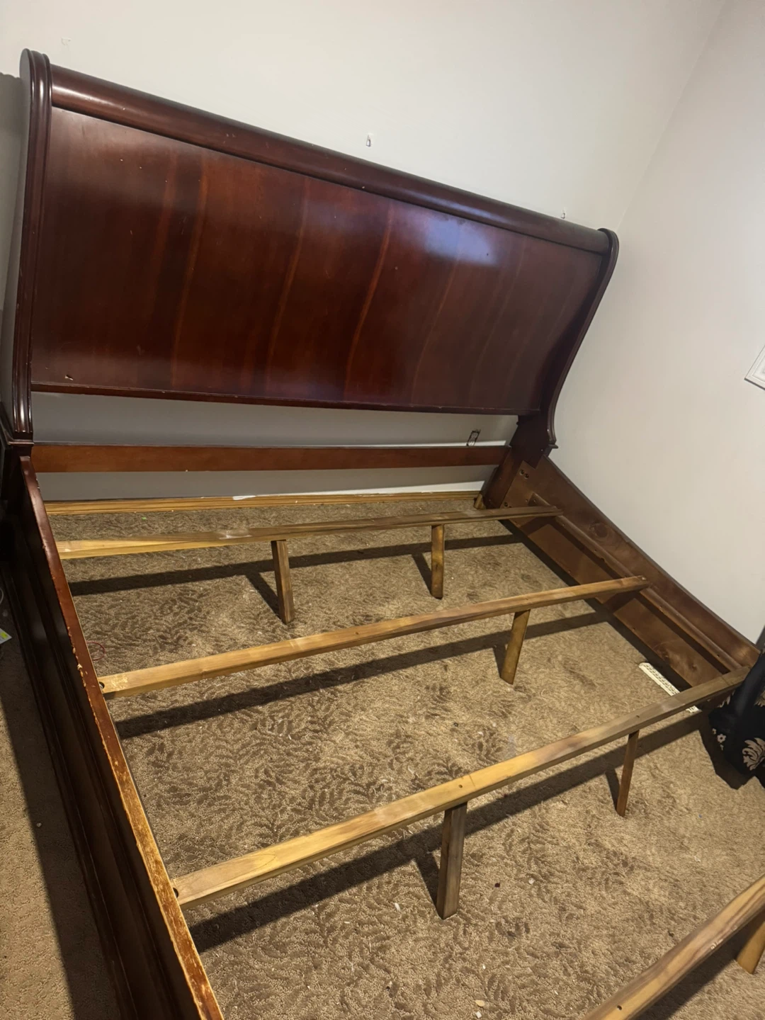 Dark Wood Sleigh Bed Frame - photo 2