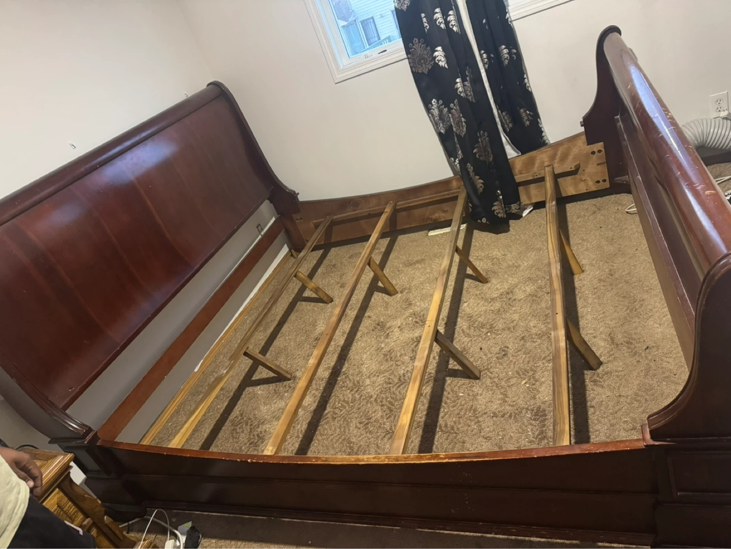 Dark Wood Sleigh Bed Frame - photo 3