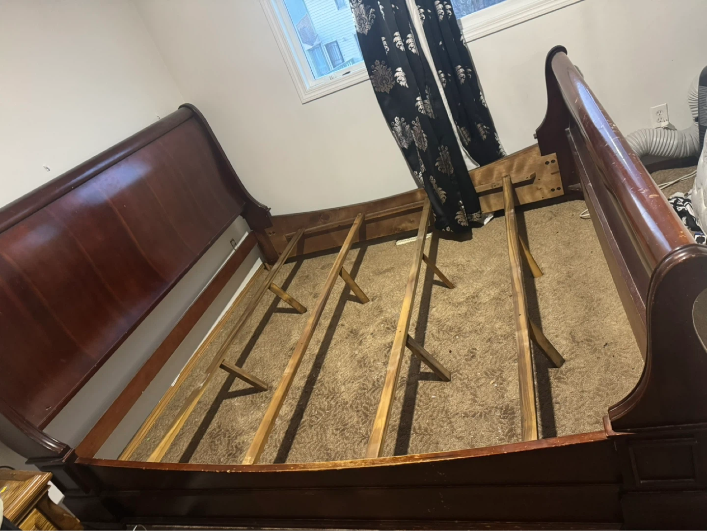Dark Wood Sleigh Bed Frame - photo 4