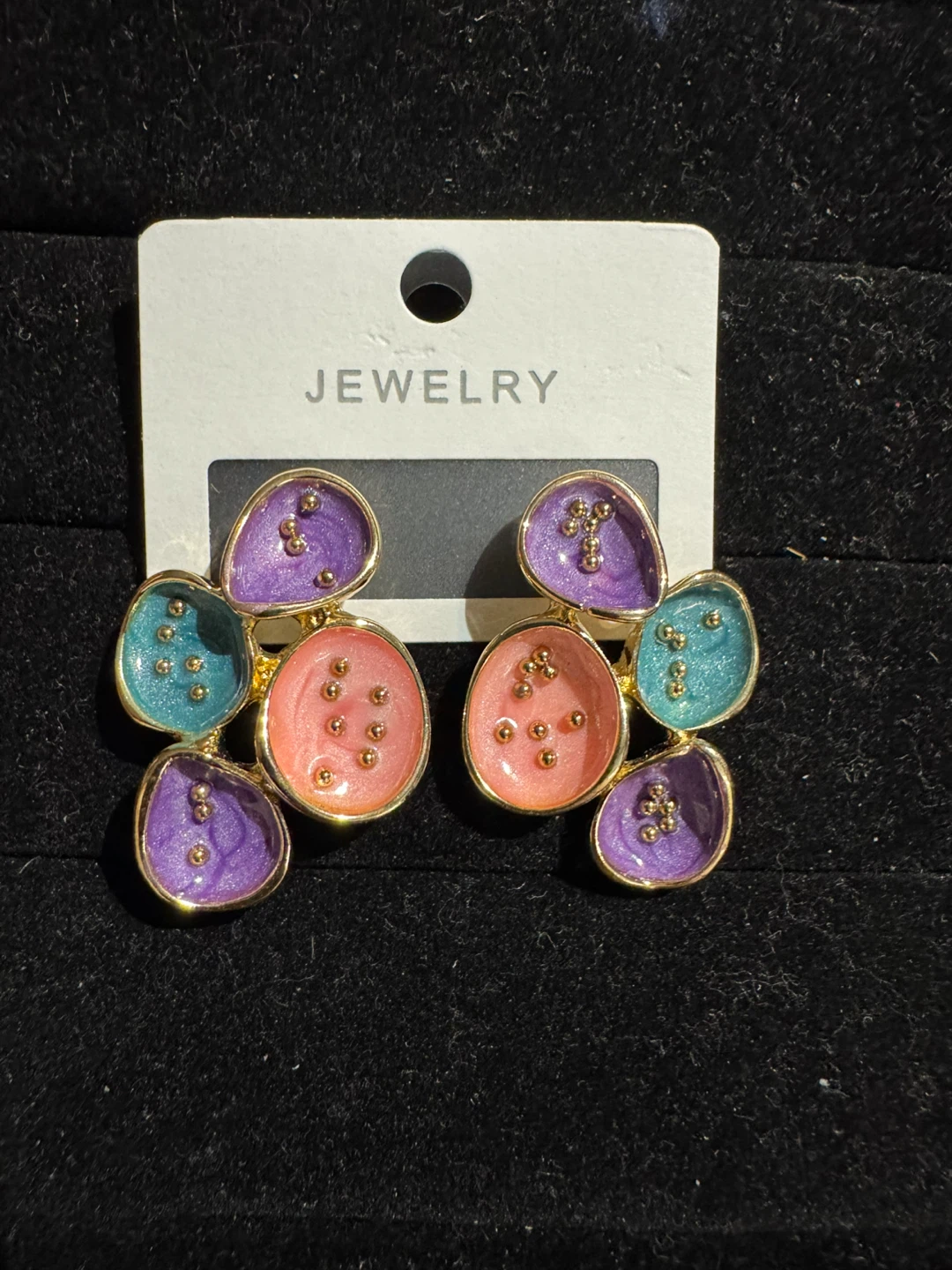 Colorful Enamel Cluster Earrings - photo 5