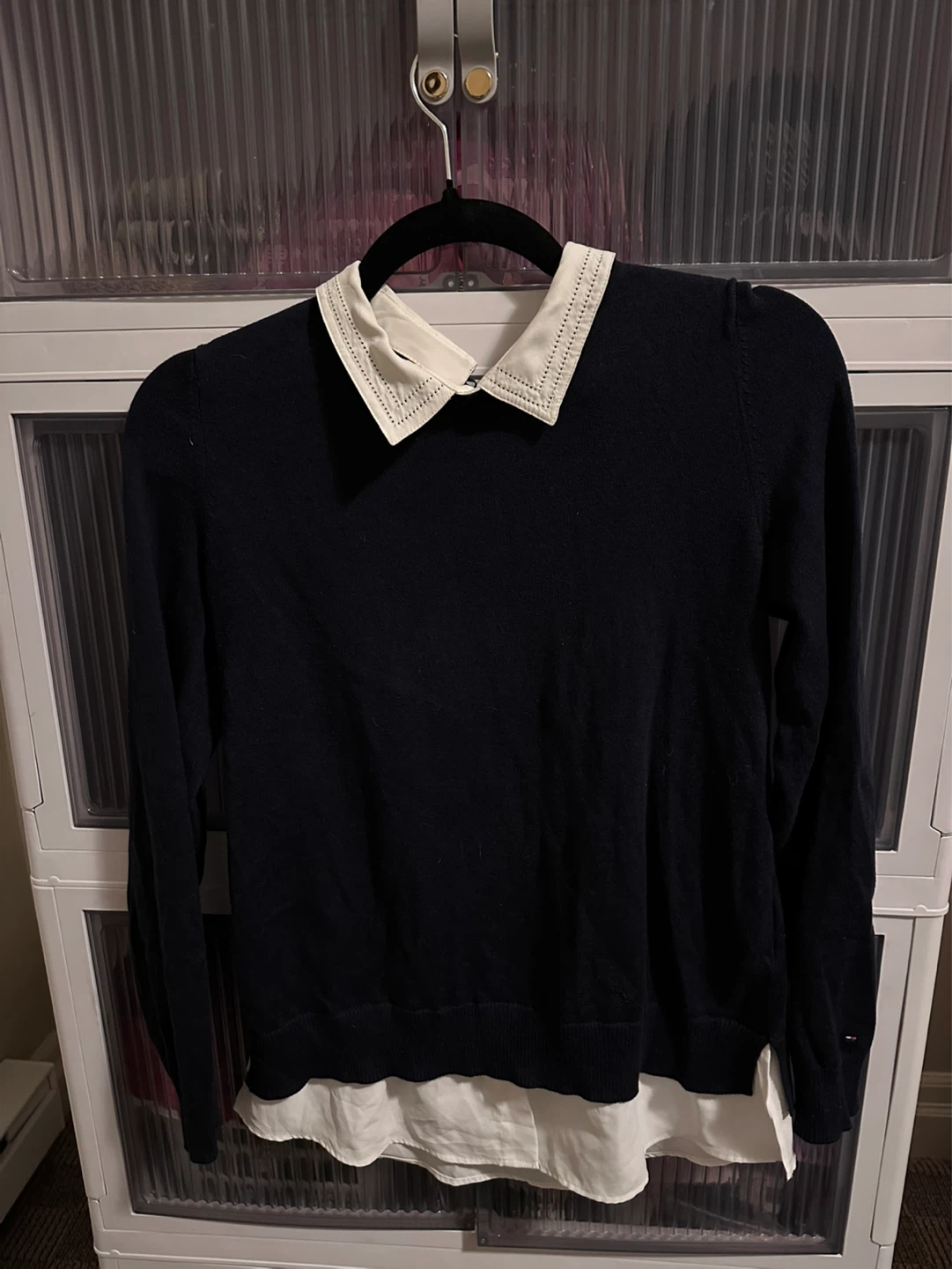 Tommy Hilfiger Navy Blue Collared Sweater