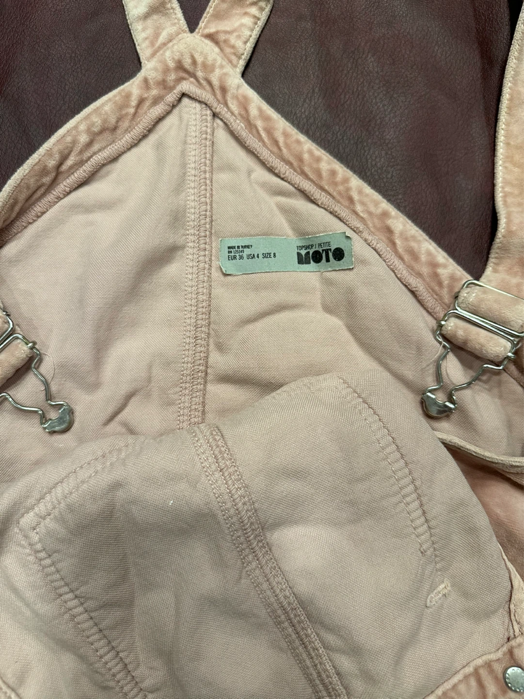 TOPSHOP Petite Pink Velvet Pinafore Dress Size 8 - photo 3