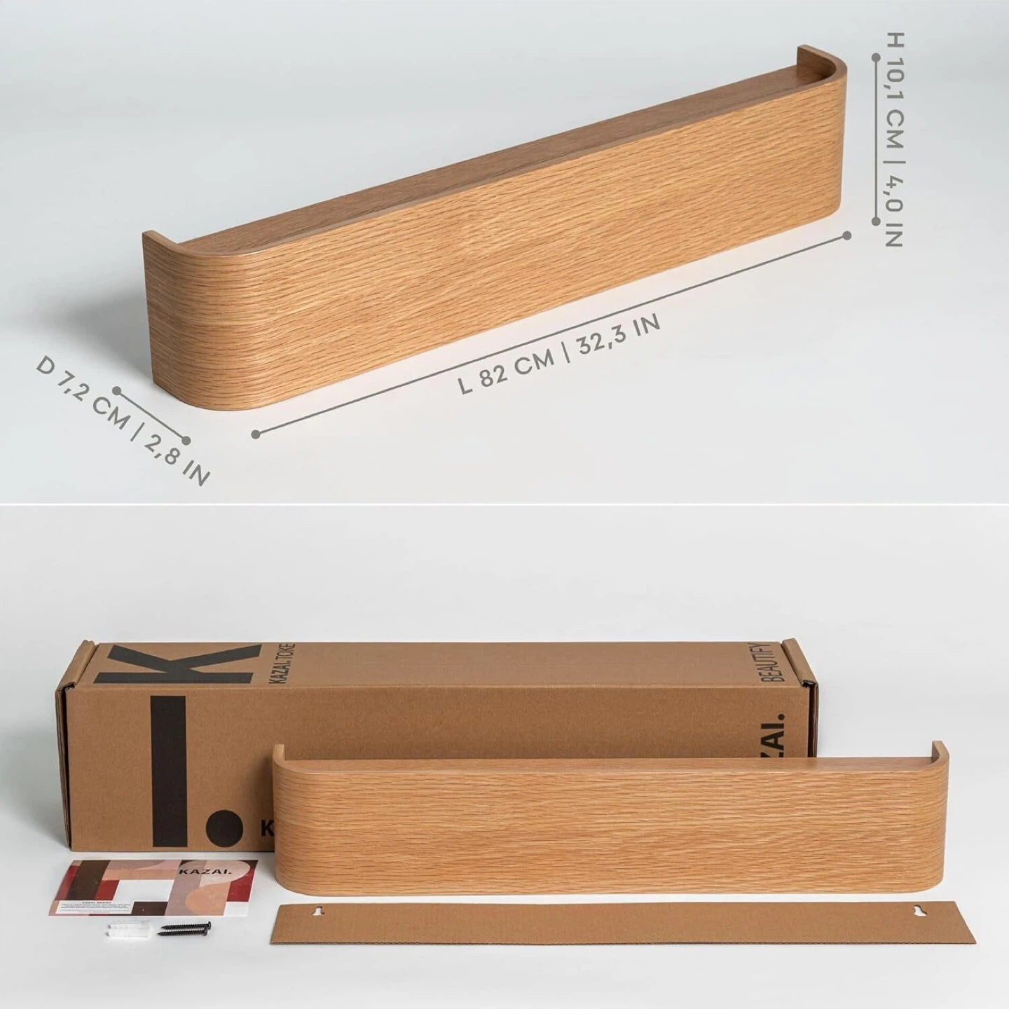 Kazai Oak Wall-Mounted Coat Rack Shelf - photo 2