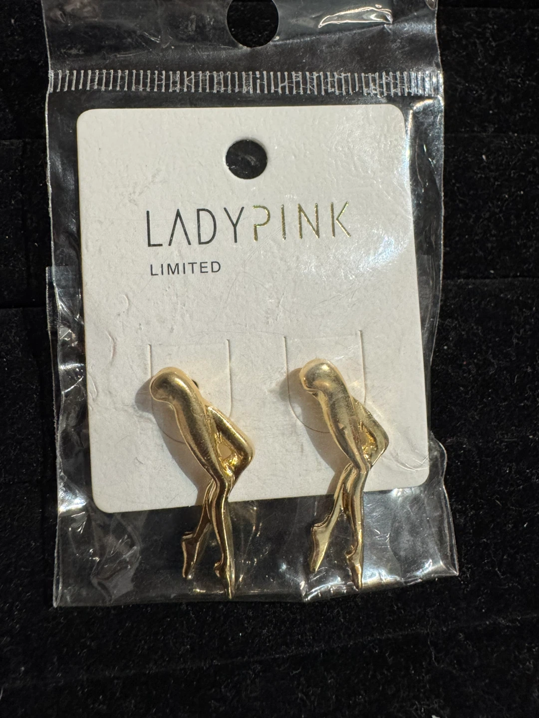 LadyPink Limited gold-tone abstract leg dangle earrings