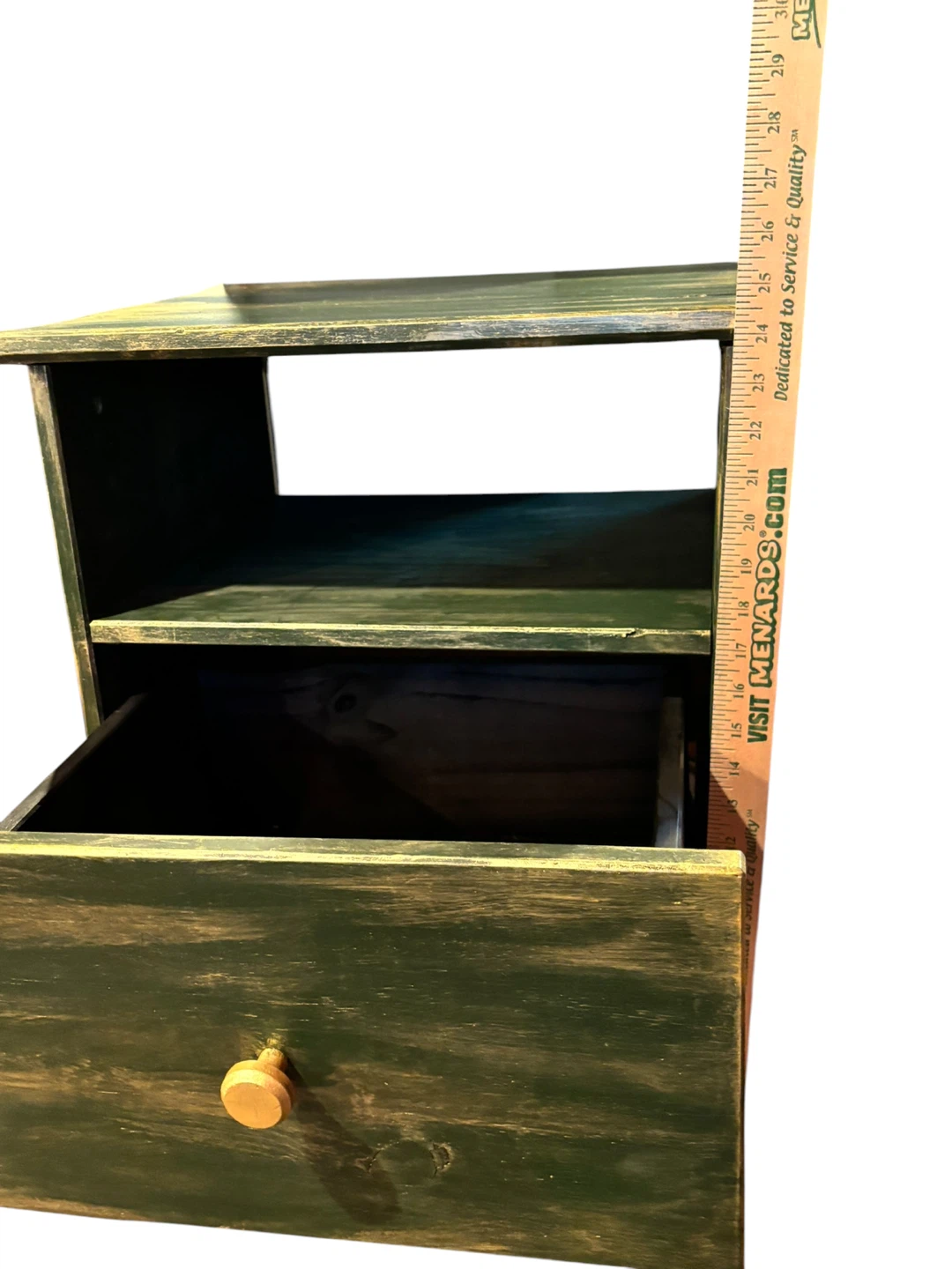 Green with gold Wood Nightstand with Drawer - photo 4