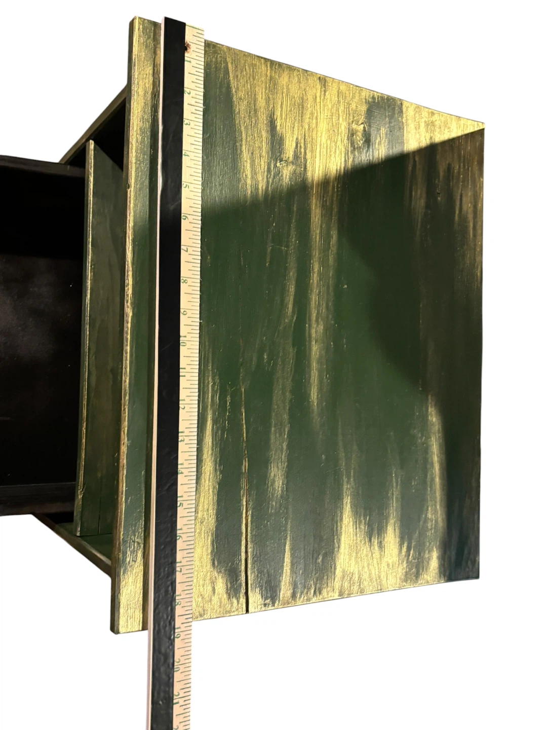 Green with gold Wood Nightstand with Drawer - photo 5