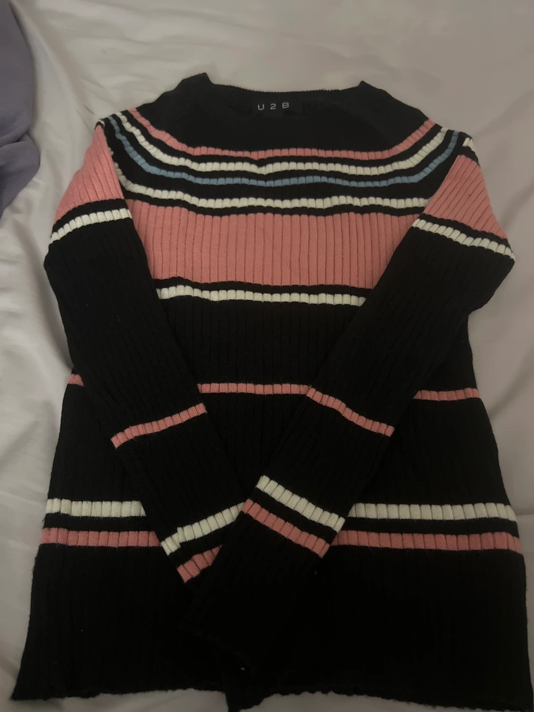 U2B Striped Ribbed Sweater